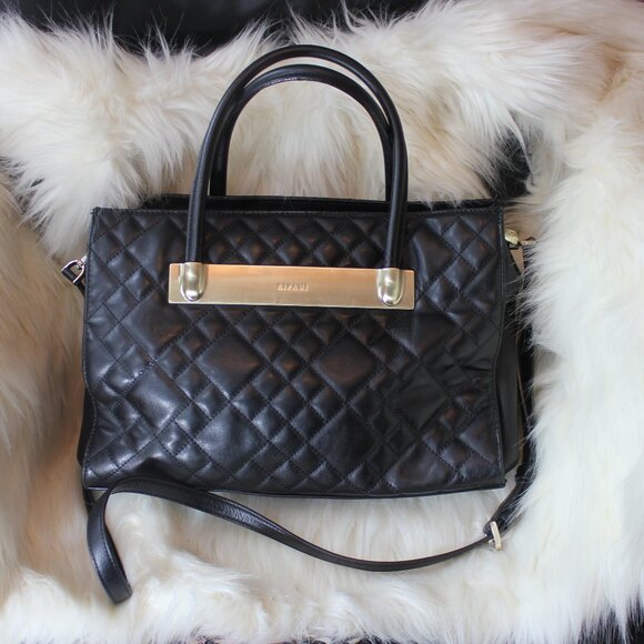 Ripani Genuine  Leather Tote/Shoulder black bag Made in Italy 12"x9"x5" - Picture 3 of 9